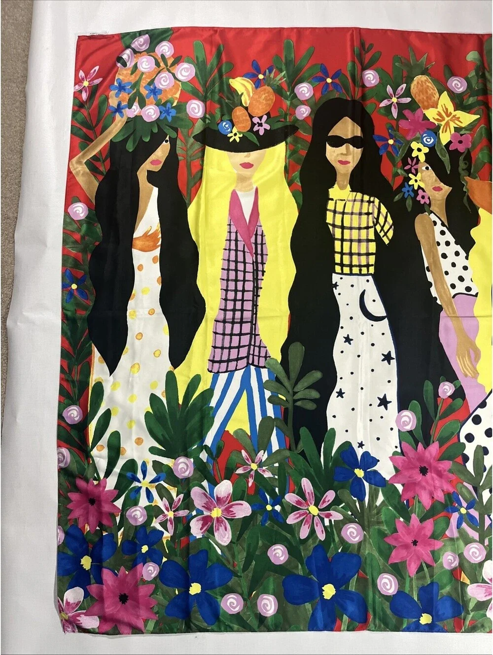 Bimba Y Lola Large Square Scarf 46” Women Floral Fashion Art Multicolor